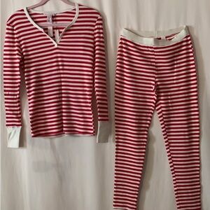 Victoria's Secret Red and White Striped Kids Pajama Set
